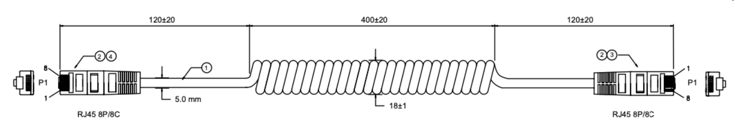 Schema Tekening Spiraal CAT5 Netwerk Kabel