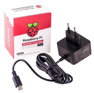 Raspberry Pi USB-C Power Supply Unit Black Front view