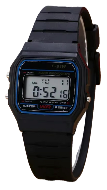 Casio F-91W Black Front View