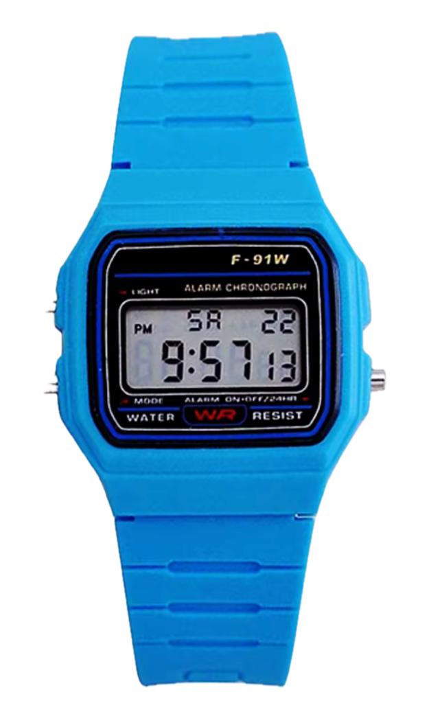 Casio F-91W Sky Blue Front View