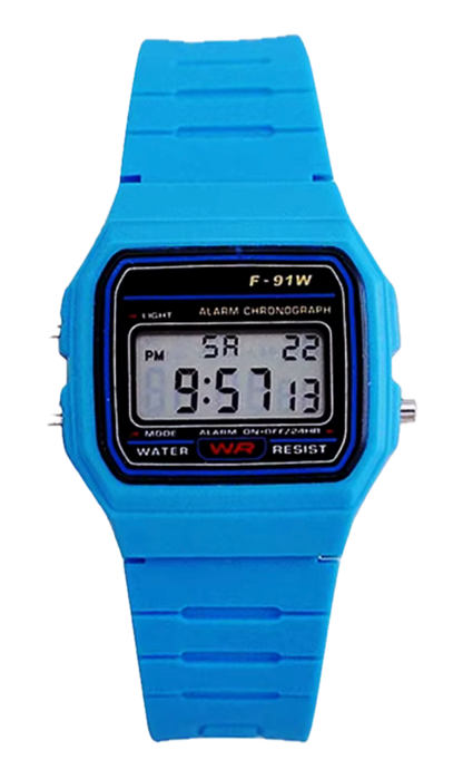 Casio F-91W Sky Blue Front View