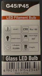 G45 P45 LED Filament Lamp 2watt 3 volt 