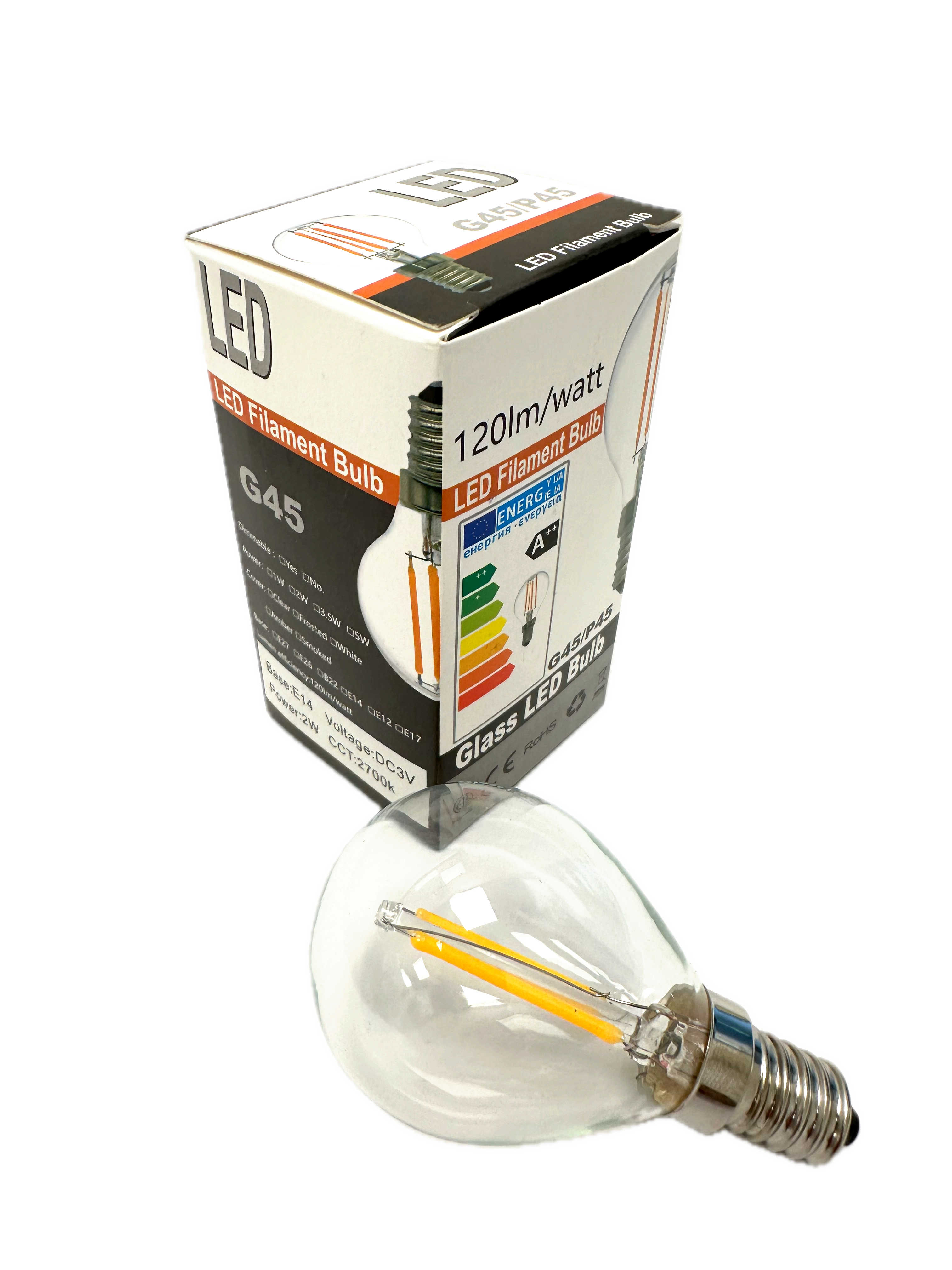 LED Lamp G45 P45 LED Filament 2Watt 3Volt