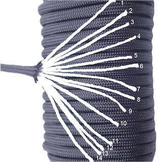 Parachute cord 6 mm 300kg sterk