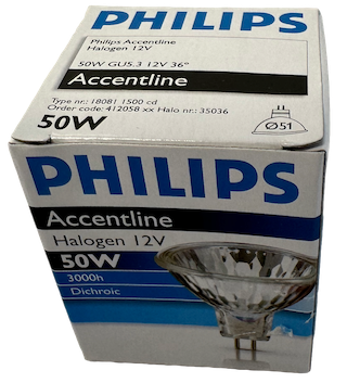 Philips Halogeen Lamp 12volt 50Watt 36 graden
